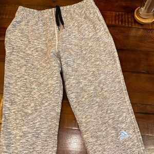 Men’s grey adidas sweatpants. Buttons on bottom. Size M